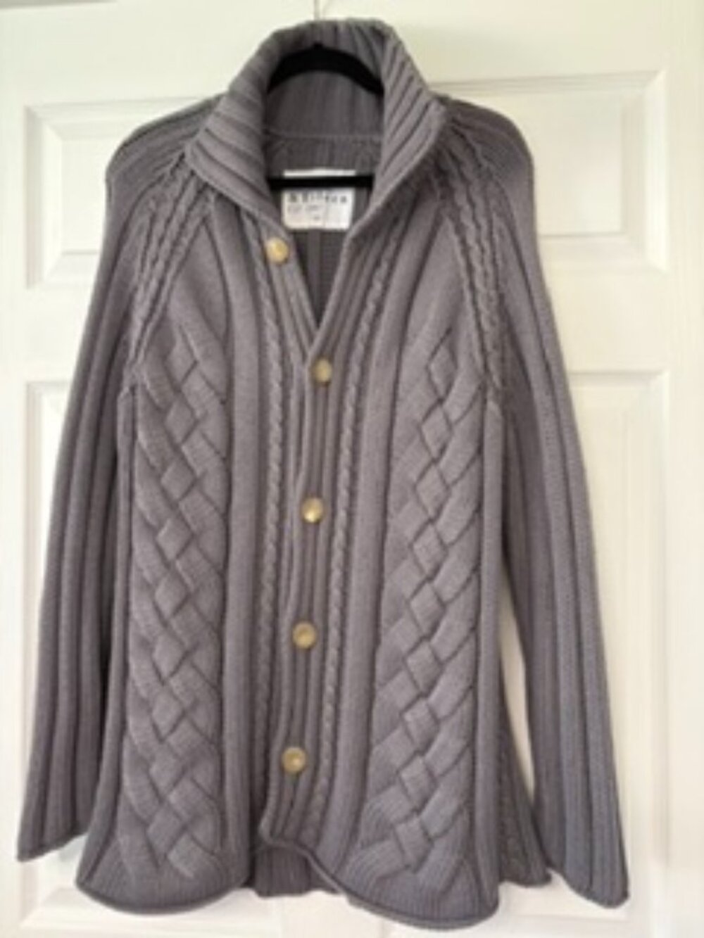 Frank & Eileen Cotswold Cable Knit Pure Italian Cotton, Medium, Elephant Gray